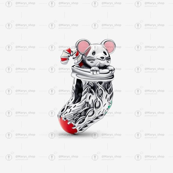Pandora Festive Mouse & Stocking Charm|Pendant - Picture 1 of 2